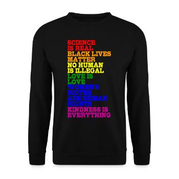NO HUMAN IS ILLEGAL LGBT Pride Gay Pride Month - Sweat-shirt Unisexe - noir - Devant - Alina (178cm) & Michal (187cm)