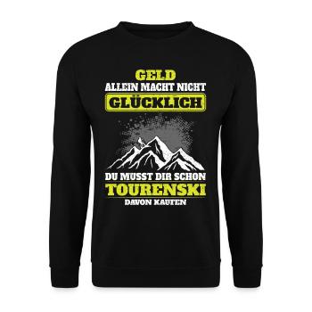 Tourenski Skifahrer Alpin Ski Berge Skitour - Unisex Pullover - Schwarz - Vorne - Alina (178cm) & Michal (187cm)