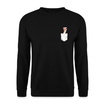 L’autruche d’oiseau dans la poche de la poitrine - Sweat-shirt Unisexe - noir - Devant - Alina (178cm) & Michal (187cm)