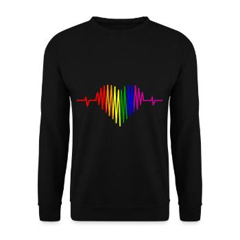 LGBT Herzschlag Regenbogen LGBT Pride Gay Pride - Unisex Pullover - Schwarz - Vorne - Alina (178cm) & Michal (187cm)