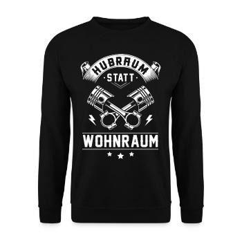 Hubraum Statt Wohnraum - Unisex Pullover - Schwarz - Vorne - Alina (178cm) & Michal (187cm)