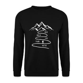Nur noch ein paar Meter Wandern Berge Wander Kurve - Unisex Pullover - Schwarz - Vorne - Alina (178cm) & Michal (187cm)