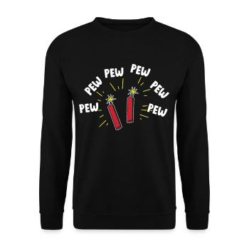 Pew Pew New Year's Eve Fireworks Firecracker Pyrotechnics - Unisex Sweatshirt - black - Front - Alina (178cm) & Michal (187cm)