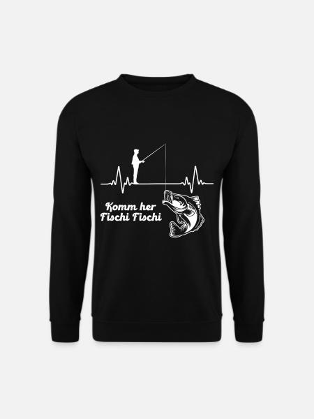 Herzschlag Angler Fischer Komm Her Fischi Fischi - Unisex Pullover - Schwarz