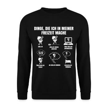 Dinge Die Ich In Der Freizeit Mache Grillmeister - Unisex Pullover - Schwarz - Vorne - Alina (178cm) & Michal (187cm)