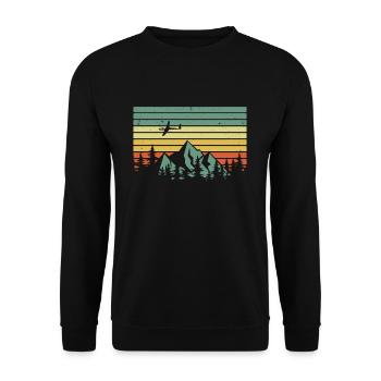 Vintage Glider Pilot Mountains Retro Gliding Pilot - Unisex Sweatshirt - black - Front - Alina (178cm) & Michal (187cm)