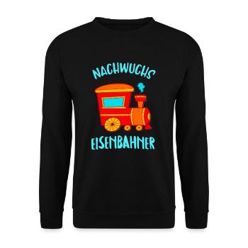 Nachwuchs Eisenbahner Lokomotive Dampflok Kinder - Unisex Pullover - Schwarz - Vorne - Alina (178cm) & Michal (187cm)