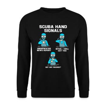 Diver Hand sign Scuba Diving - Unisex Sweatshirt - black - Front - Alina (178cm) & Michal (187cm)