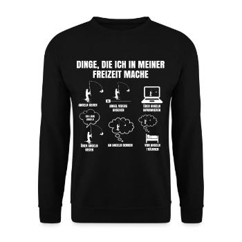 Angler Shirt Herren Jungs Angel Geschenk Tagesplan - Unisex Pullover - Schwarz - Vorne - Alina (178cm) & Michal (187cm)