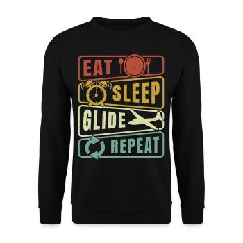 Eat Sleep Glide Repeat Glider Pilot Gliding Flight - Sweat-shirt Unisexe - noir - Devant - Alina (178cm) & Michal (187cm)