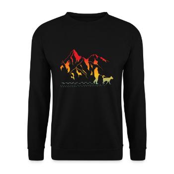 Mountains dog hiking Gassi vintage for dog owners - Unisex Sweatshirt - black - Front - Alina (178cm) & Michal (187cm)