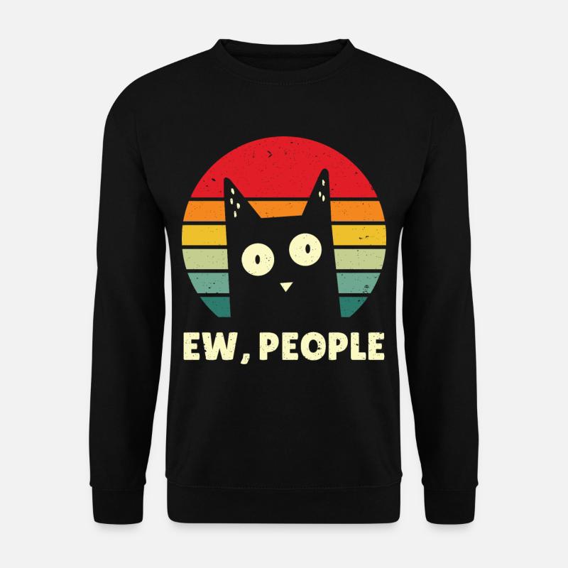 Cat Ew People Vintage Cat Lover Anti Social - Unisex Pullover - Schwarz