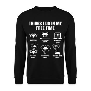 Things I Do In My Free Time CR Copter Drone Pilot - Unisex Pullover - Schwarz - Vorne - Alina (178cm) & Michal (187cm)