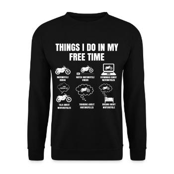 Dinge Die Ich In Meiner Freizeit Mache Motorrad - Unisex Pullover - Schwarz - Vorne - Alina (178cm) & Michal (187cm)