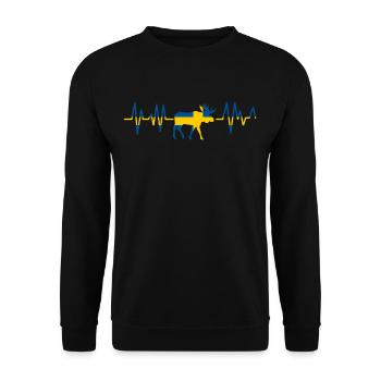Schweden Elch Herzschlag Heartbeat Geschenk - Unisex Pullover - Schwarz - Vorne - Alina (178cm) & Michal (187cm)