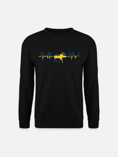 Schweden Elch Herzschlag Heartbeat Geschenk - Unisex Pullover - Schwarz