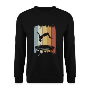 Trampolin Vintage Jump Trampolinturnen Springen - Unisex Pullover - Schwarz - Vorne - Alina (178cm) & Michal (187cm)