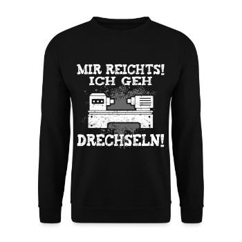 Mir reicht's ich geh Drechseln Drechsler - Unisex Pullover - Schwarz - Vorne - Alina (178cm) & Michal (187cm)