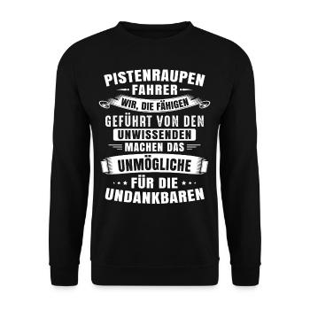 Pistenfahrzeug Pistenraupe Pistenraupenfahrer - Unisex Pullover - Schwarz - Vorne - Alina (178cm) & Michal (187cm)