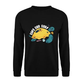 Safe our Surf quote with cute sea animal turtle - Unisex Pullover - Schwarz - Vorne - Alina (178cm) & Michal (187cm)