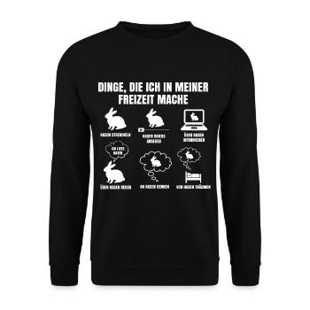 Dinge Die Ich In Meiner Freizeit Mache Hasen Hase - Unisex Pullover - Schwarz - Vorne - Alina (178cm) & Michal (187cm)