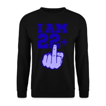 ICH BIN 22 MITTELFINGER 22 Geburtstag Papa Kollege - Unisex Pullover - Schwarz - Vorne - Alina (178cm) & Michal (187cm)