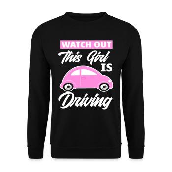 Novice driver's license girl gift - Unisex Sweatshirt - black - Front - Alina (178cm) & Michal (187cm)