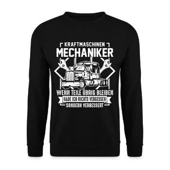 Kraftmaschinen Mechaniker LKW Teile übrig Spruch - Unisex Pullover - Schwarz - Vorne - Alina (178cm) & Michal (187cm)
