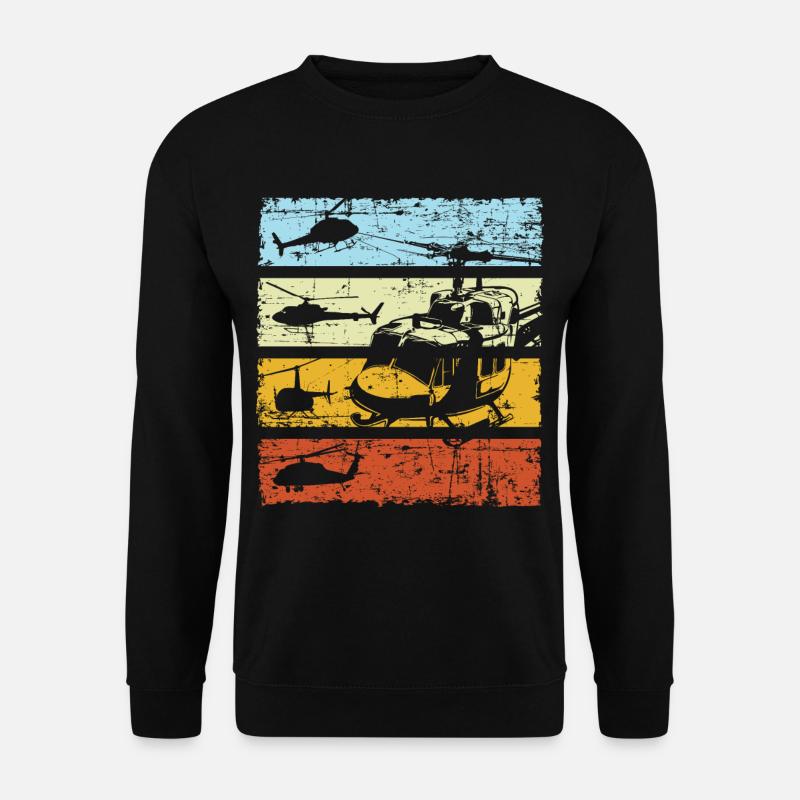 Hubschrauber Helikopter Pilot Retro Vintage - Unisex Pullover - Schwarz