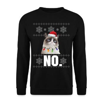 Grumpy Xmas Cat No Ugly Christmas Cats Gifts - Unisex Pullover - Schwarz - Vorne - Alina (178cm) & Michal (187cm)