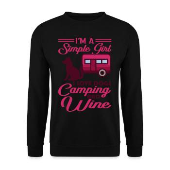 I'm A Simple Girl Dogs Camping Wine Camping Queen - Unisex Sweatshirt - black - Front - Alina (178cm) & Michal (187cm)
