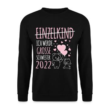 Ich werde eine große Schwester Einzelkind Ferkel - Unisex Pullover - Schwarz - Vorne - Alina (178cm) & Michal (187cm)