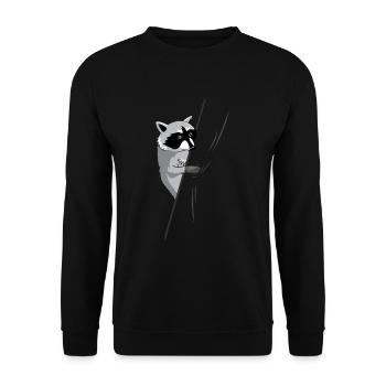 Raccoon Panda Raccoon Masked Hiding Bandit - Unisex Pullover - Schwarz - Vorne - Alina (178cm) & Michal (187cm)