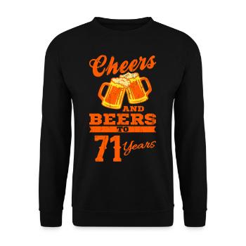 CHEERS AND BEERS 71 Jahre 71 Geburtstag Opa Bier - Unisex Pullover - Schwarz - Vorne - Alina (178cm) & Michal (187cm)