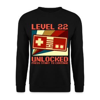 LEVEL 22 UNLOCKED 22 Birthday Gamer Controller - Unisex Sweatshirt - black - Front - Alina (178cm) & Michal (187cm)