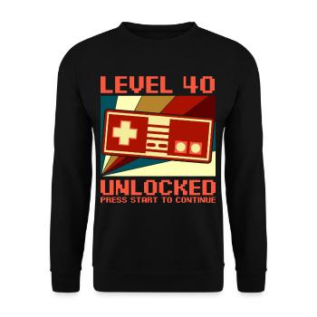 LEVEL 40 UNLOCKED 40 Birthday Gamer Controller - Unisex Sweatshirt - black - Front - Alina (178cm) & Michal (187cm)