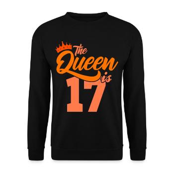 BIRTHDAY QUEEN 17 Geburtstag Schwester 17 Jahre - Unisex Pullover - Schwarz - Vorne - Alina (178cm) & Michal (187cm)