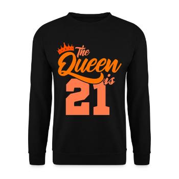 BIRTHDAY QUEEN 21 Anniversaire Sœur 21 ans - Sweat-shirt Unisexe - noir - Devant - Alina (178cm) & Michal (187cm)