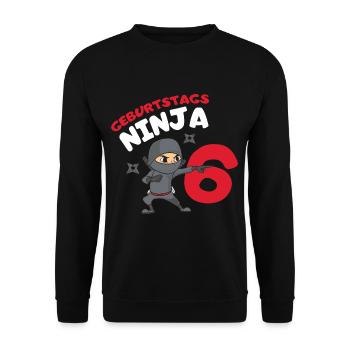 6. Geburtstag Ninja 6 Jahre Ninja Kostüm - Unisex Pullover - Schwarz - Vorne - Alina (178cm) & Michal (187cm)