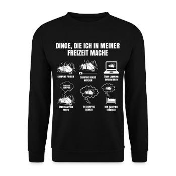 Dinge Die Ich In Meiner Freizeit Mache Camping - Unisex Pullover - Schwarz - Vorne - Alina (178cm) & Michal (187cm)