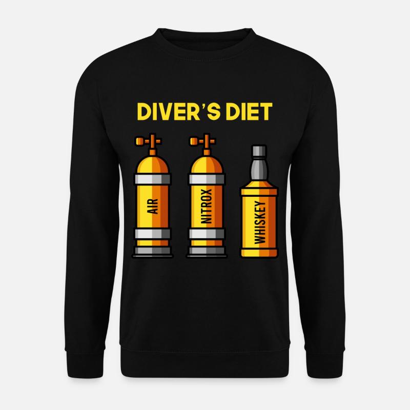 Subacquei Dieta Whiskey Subacqueo Divertente Subacqueo - Felpa unisex - nero