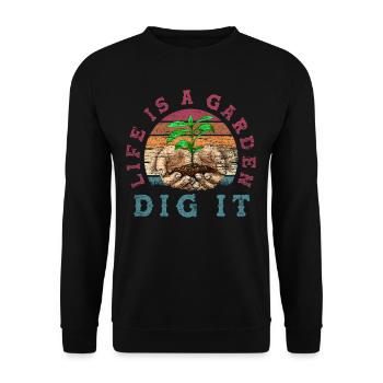 Vie jardin jardin jardin jardin - Sweat-shirt Unisexe - noir - Devant - Alina (178cm) & Michal (187cm)
