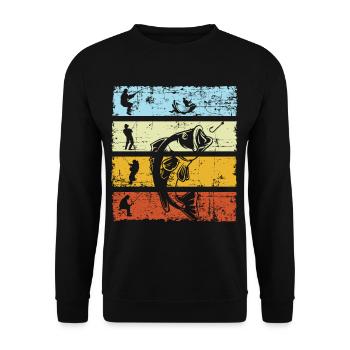Vintage Angler Retro Fishing Fisherman Fishing Angel Gift - Unisex Sweatshirt - black - Front - Alina (178cm) & Michal (187cm)