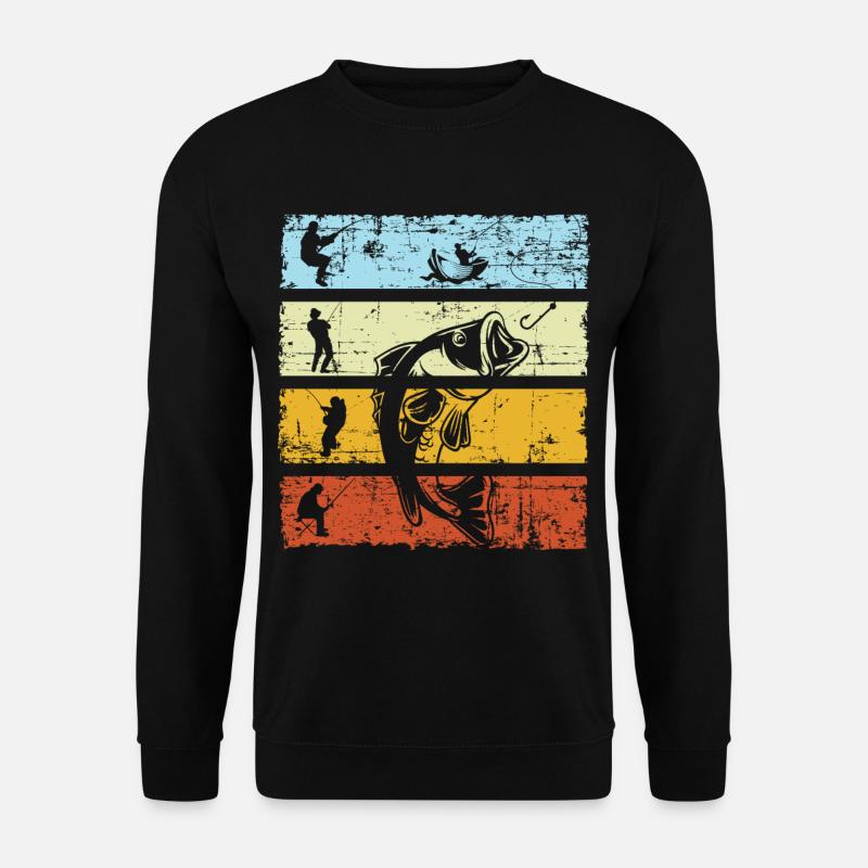 Vintage Angler Retro Angeln Fischer Angel Geschenk - Unisex Pullover - Schwarz