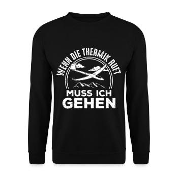 Segelfliegen Wenn die Thermik Ruft Muss Ich Gehen - Unisex Pullover - Schwarz - Vorne - Alina (178cm) & Michal (187cm)