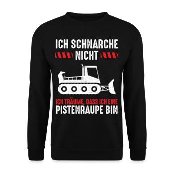 Ich schnarche nicht ich Pistenraupe - Unisex Pullover - Schwarz - Vorne - Alina (178cm) & Michal (187cm)
