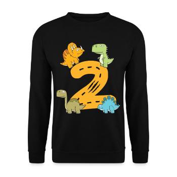 2 ans jeune dinosaure dino anniversaire - Sweat-shirt Unisexe - noir - Devant - Alina (178cm) & Michal (187cm)