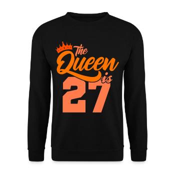 BIRTHDAY QUEEN 27 Geburtstag Mama 27 Jahre - Unisex Pullover - Schwarz - Vorne - Alina (178cm) & Michal (187cm)
