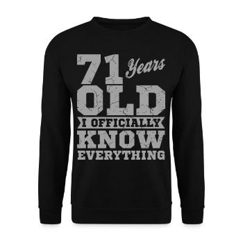 71 ANS VIEUX 71 anniversaire Grand-père Drôle - Sweat-shirt Unisexe - noir - Devant - Alina (178cm) & Michal (187cm)