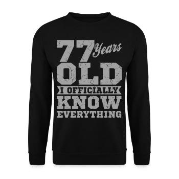 77 ANS VIEUX 77 anniversaire Grand-père Drôle - Sweat-shirt Unisexe - noir - Devant - Alina (178cm) & Michal (187cm)